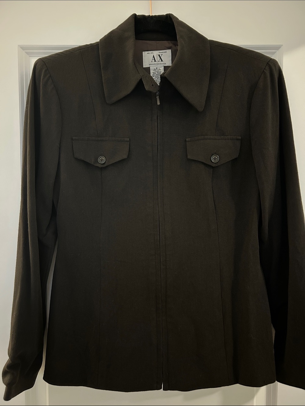 Armani Exchange Dark Brown Wool Blend Jacket